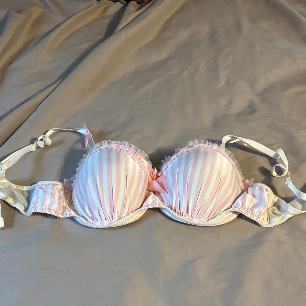 Shirley of Hollywood Pink and White Striped Bra
